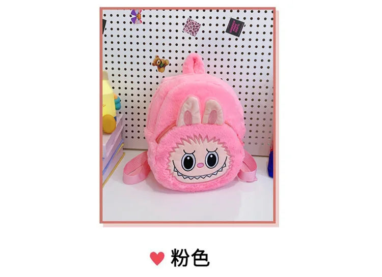 2024 Labubu Bakcpack for Girls Kids Cute Cartoon Plush Doll Bag Student Kawaii Backpack Outdoor Travel Bag
