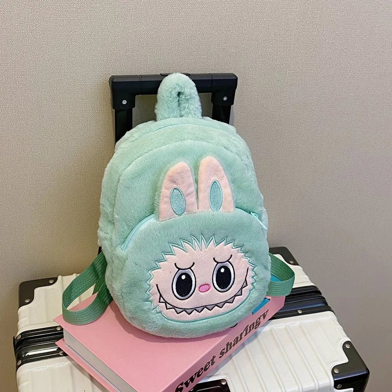 2024 Labubu Bakcpack for Girls Kids Cute Cartoon Plush Doll Bag Student Kawaii Backpack Outdoor Travel Bag