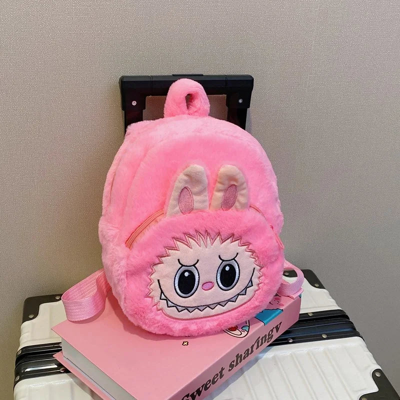 2024 Labubu Bakcpack for Girls Kids Cute Cartoon Plush Doll Bag Student Kawaii Backpack Outdoor Travel Bag