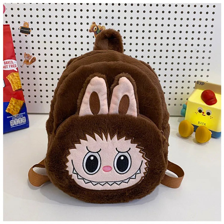 2024 Labubu Bakcpack for Girls Kids Cute Cartoon Plush Doll Bag Student Kawaii Backpack Outdoor Travel Bag
