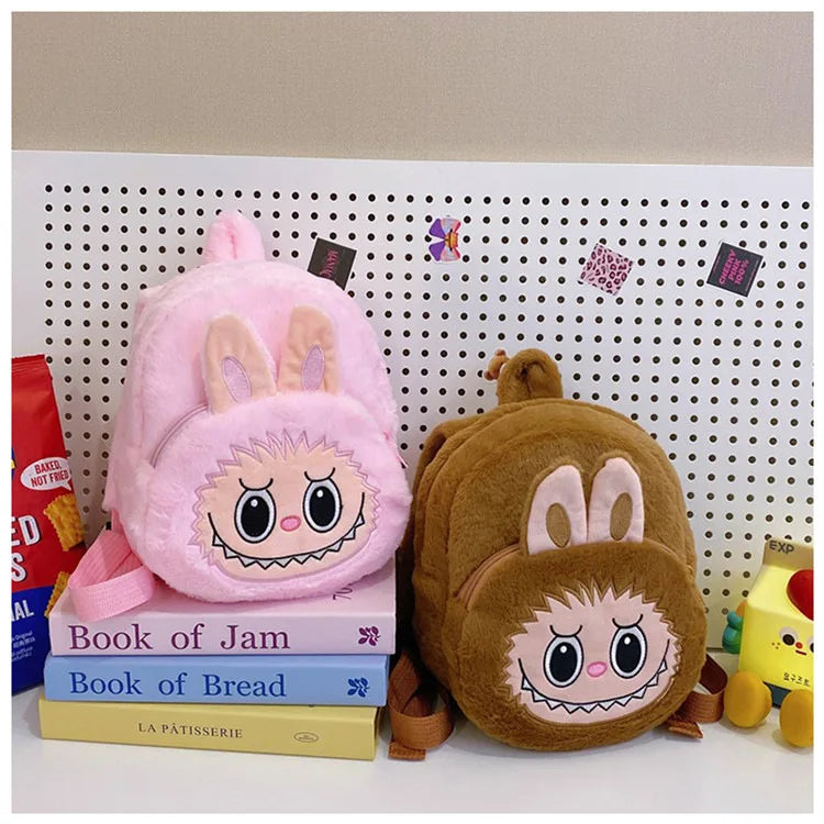 2024 Labubu Bakcpack for Girls Kids Cute Cartoon Plush Doll Bag Student Kawaii Backpack Outdoor Travel Bag