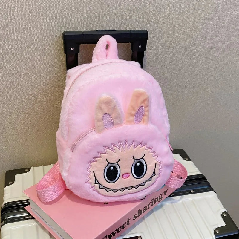 2024 Labubu Bakcpack for Girls Kids Cute Cartoon Plush Doll Bag Student Kawaii Backpack Outdoor Travel Bag