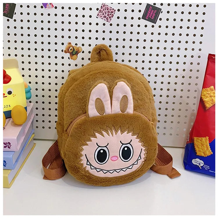 2024 Labubu Bakcpack for Girls Kids Cute Cartoon Plush Doll Bag Student Kawaii Backpack Outdoor Travel Bag
