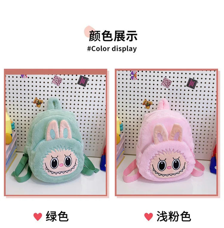 2024 Labubu Bakcpack for Girls Kids Cute Cartoon Plush Doll Bag Student Kawaii Backpack Outdoor Travel Bag