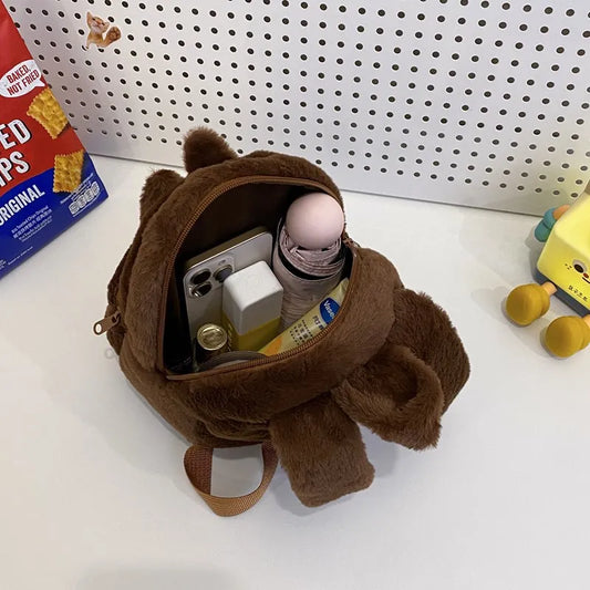 2024 Labubu Bakcpack for Girls Kids Cute Cartoon Plush Doll Bag Student Kawaii Backpack Outdoor Travel Bag
