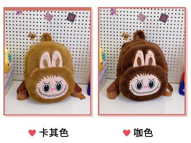 2024 Labubu Bakcpack for Girls Kids Cute Cartoon Plush Doll Bag Student Kawaii Backpack Outdoor Travel Bag