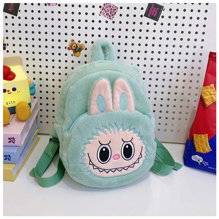 2024 Labubu Bakcpack for Girls Kids Cute Cartoon Plush Doll Bag Student Kawaii Backpack Outdoor Travel Bag
