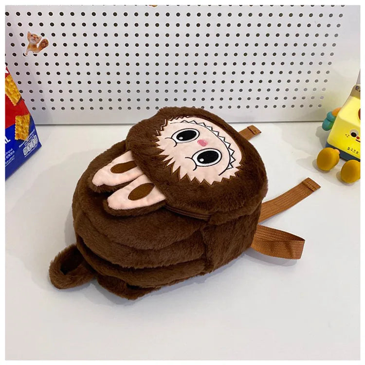 2024 Labubu Bakcpack for Girls Kids Cute Cartoon Plush Doll Bag Student Kawaii Backpack Outdoor Travel Bag