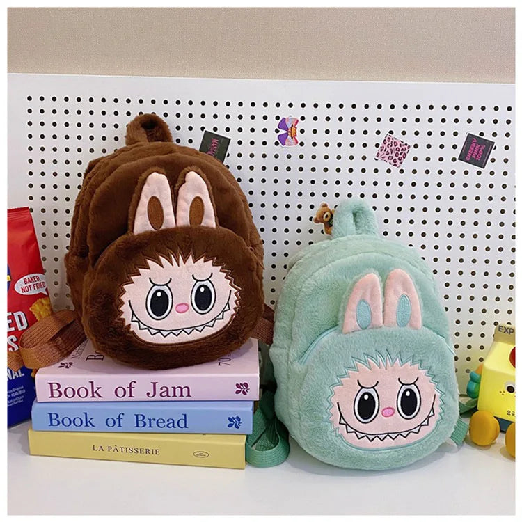 2024 Labubu Bakcpack for Girls Kids Cute Cartoon Plush Doll Bag Student Kawaii Backpack Outdoor Travel Bag