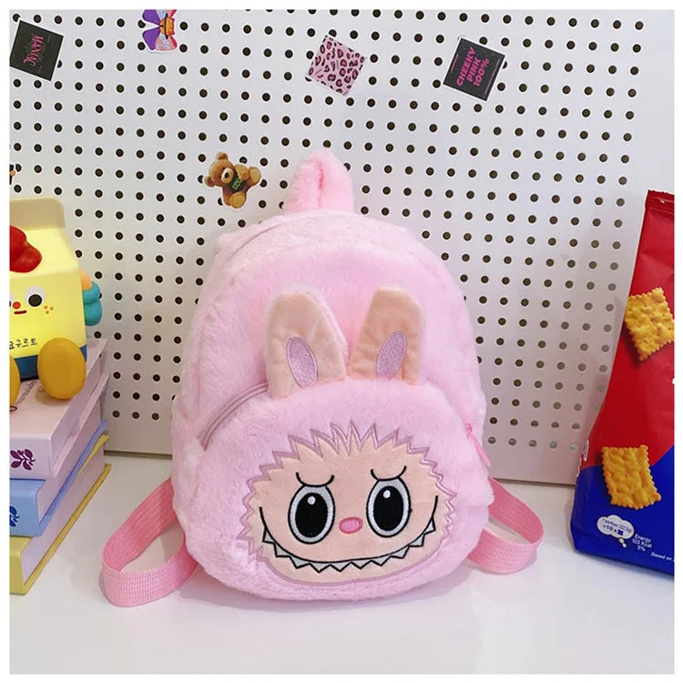 2024 Labubu Bakcpack for Girls Kids Cute Cartoon Plush Doll Bag Student Kawaii Backpack Outdoor Travel Bag