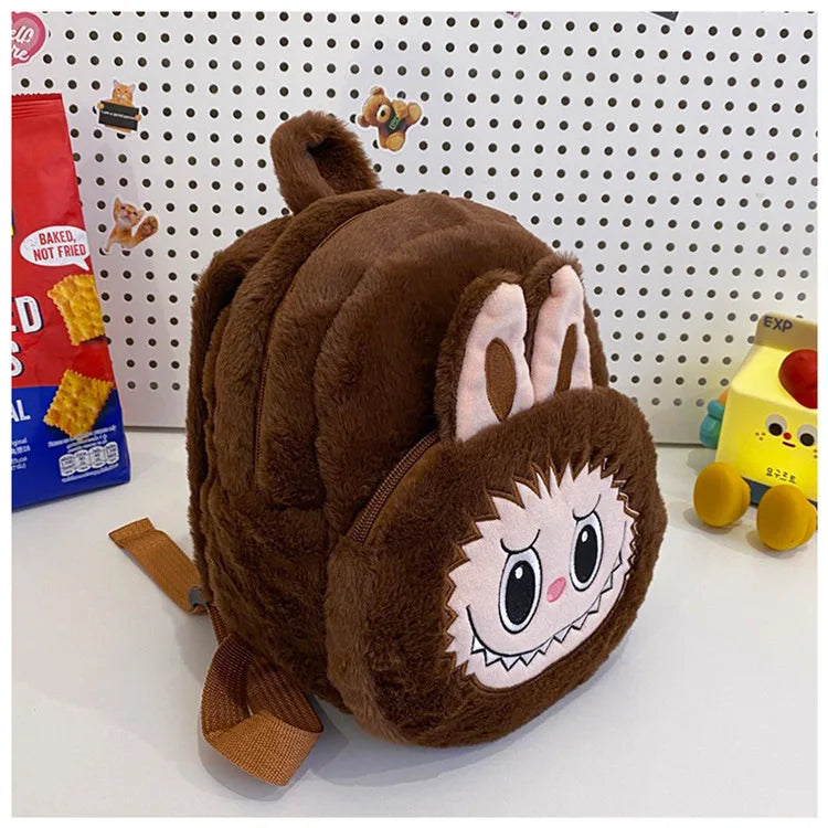 2024 Labubu Bakcpack for Girls Kids Cute Cartoon Plush Doll Bag Student Kawaii Backpack Outdoor Travel Bag