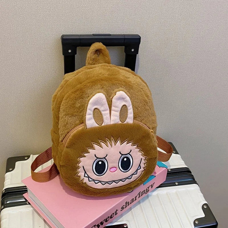 2024 Labubu Bakcpack for Girls Kids Cute Cartoon Plush Doll Bag Student Kawaii Backpack Outdoor Travel Bag