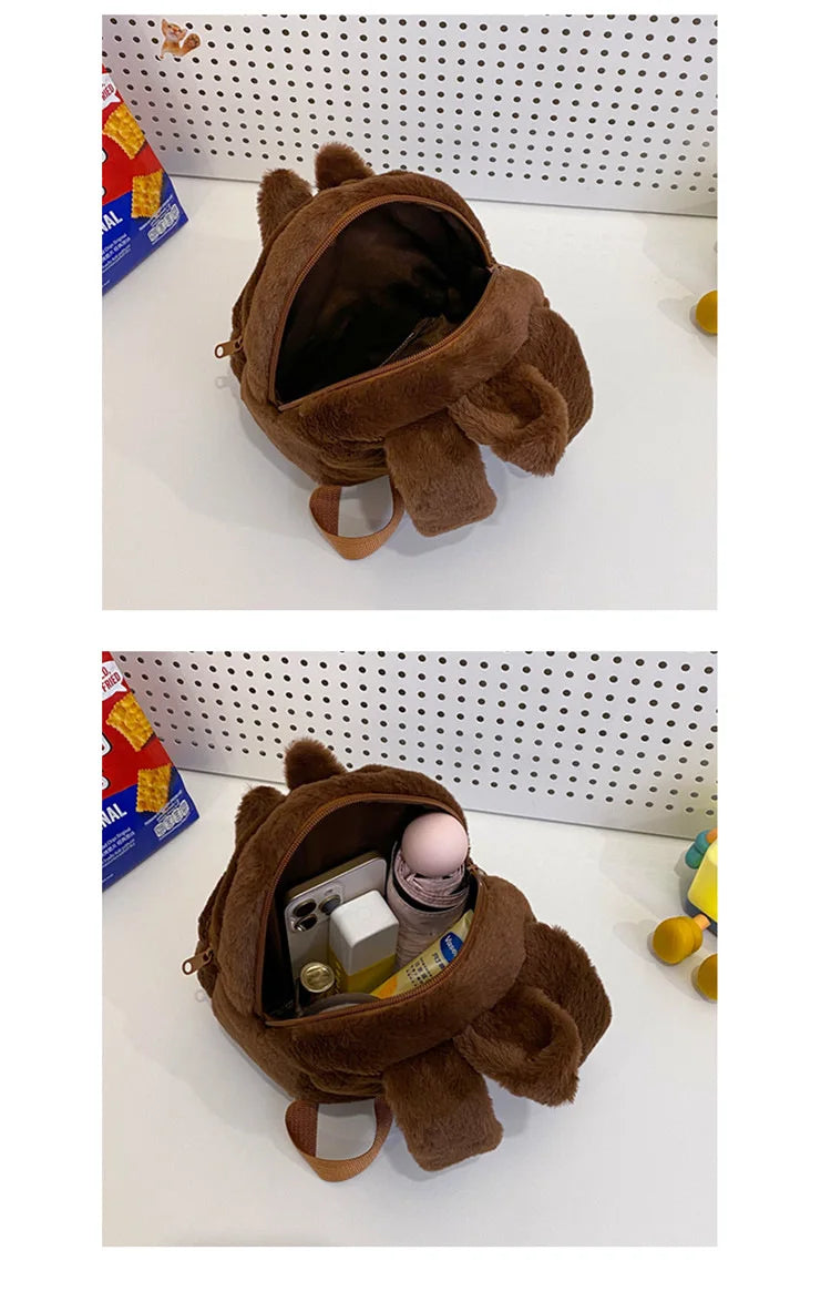 2024 Labubu Bakcpack for Girls Kids Cute Cartoon Plush Doll Bag Student Kawaii Backpack Outdoor Travel Bag