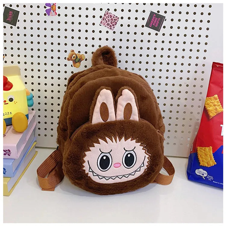 2024 Labubu Bakcpack for Girls Kids Cute Cartoon Plush Doll Bag Student Kawaii Backpack Outdoor Travel Bag