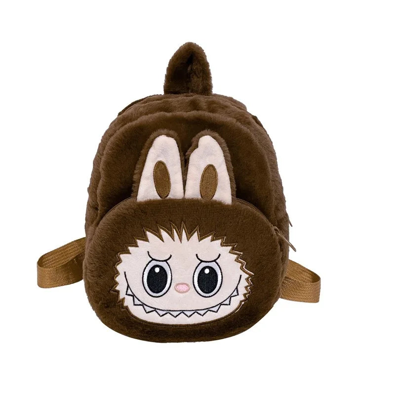 2024 Labubu Bakcpack for Girls Kids Cute Cartoon Plush Doll Bag Student Kawaii Backpack Outdoor Travel Bag