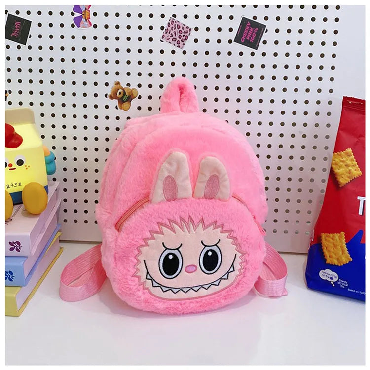 2024 Labubu Bakcpack for Girls Kids Cute Cartoon Plush Doll Bag Student Kawaii Backpack Outdoor Travel Bag